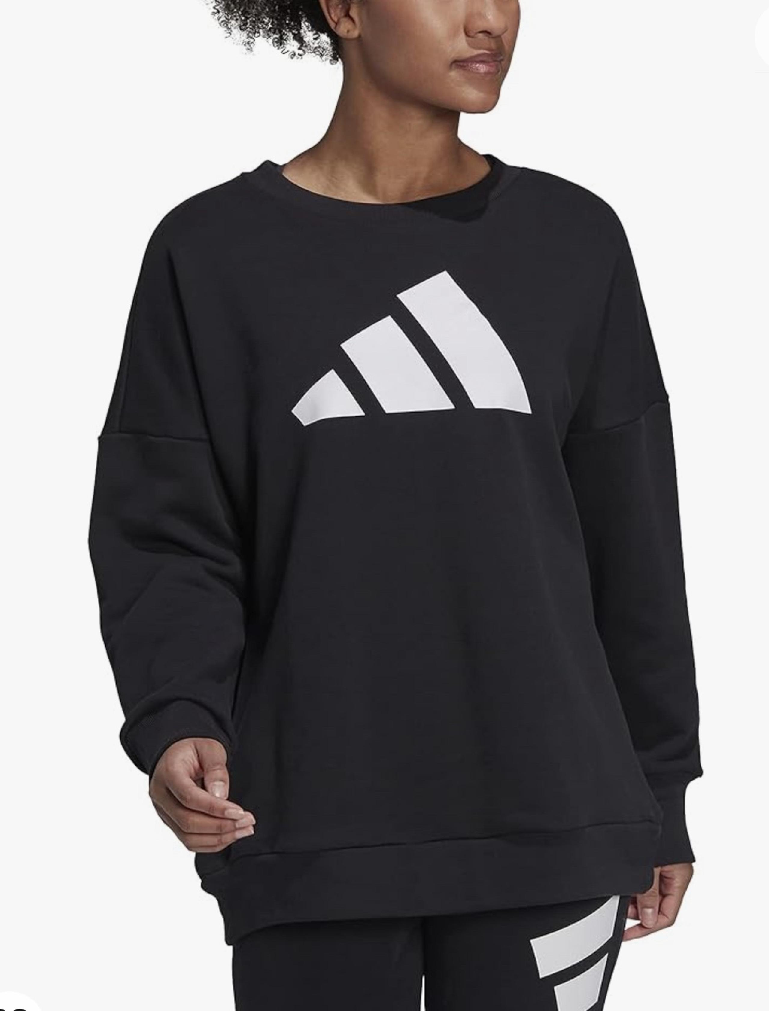 Adidas Women's Sportswear Three Bar Sweatshirt Black Long Sleeve Size S