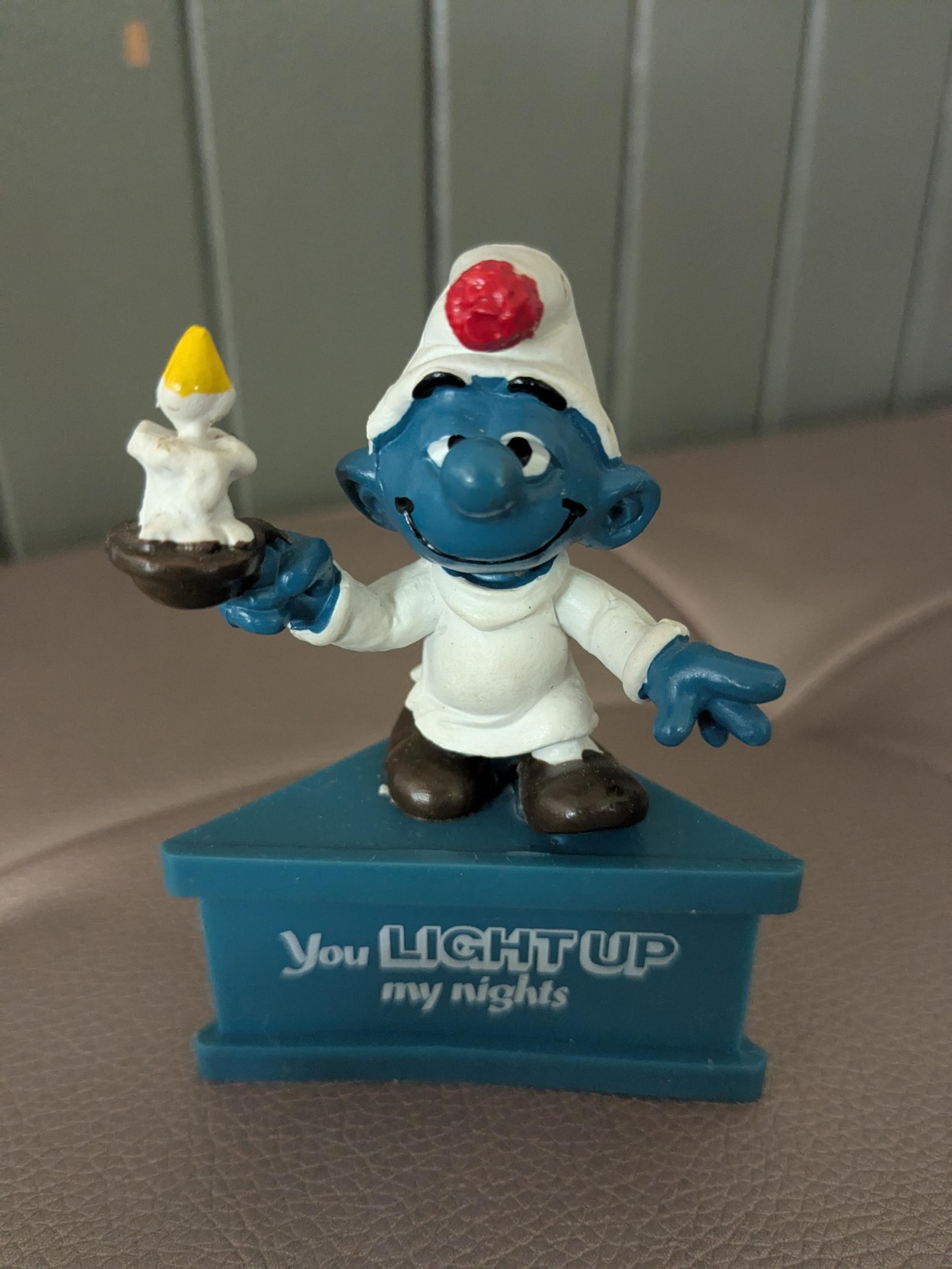 Vintage Smurfs Smurf Figure You Light Up My Nights Sleepy Schleich Peyo W Berrie