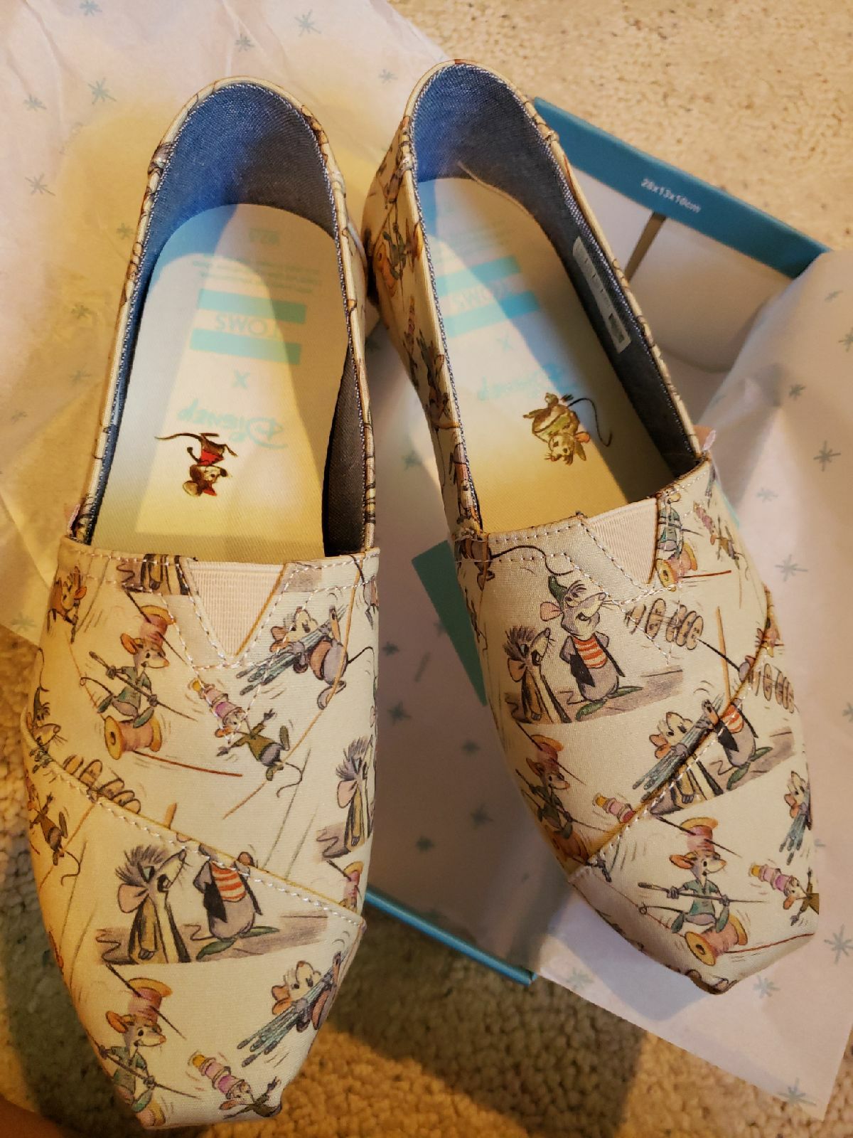 BNWT DISNEY X Toms Taupe Gus and Jaq Wom