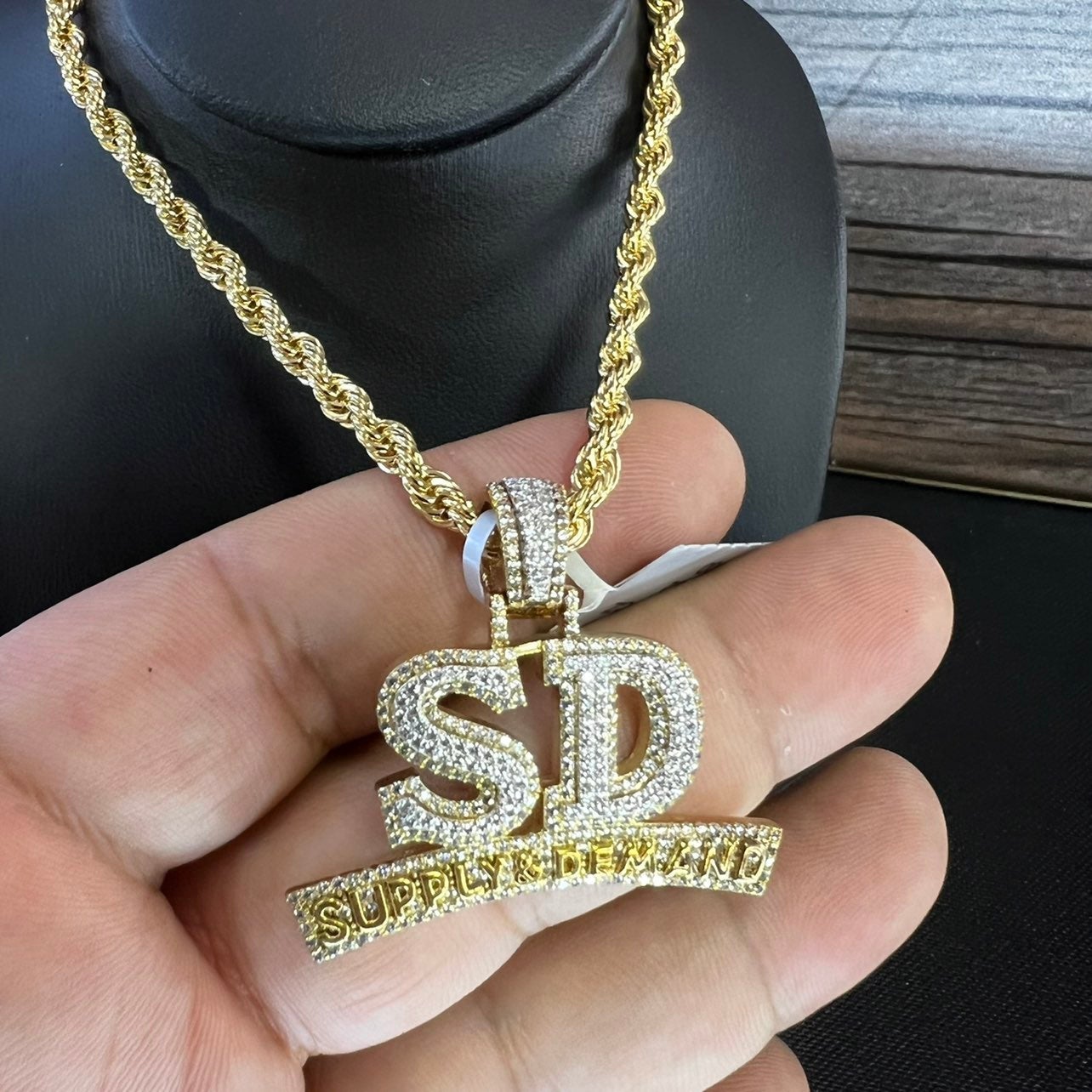CZ Micro Pave SD Pendant With Rope Chain