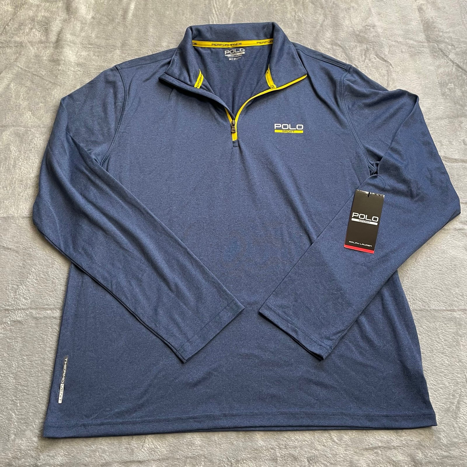 Polo Ralph Lauren Sport Shirt Medium NWT Performance 1/4 Zip Pullover Blue