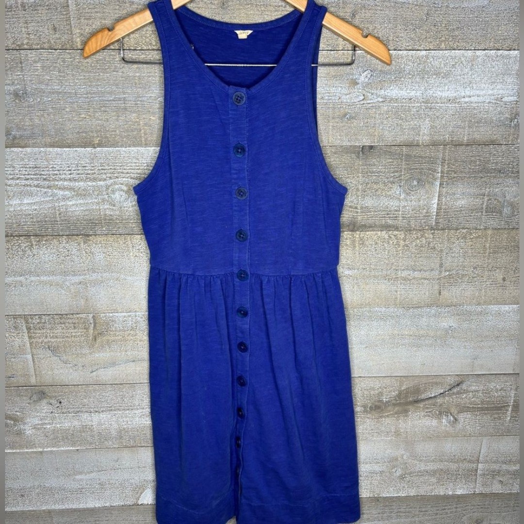 J Crew XS cobalt blue racerback button down midi dress cotton