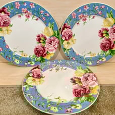 Vintage Waverly Garden Room Masterpiece Dinner Plates (3) Floral Discontinued
