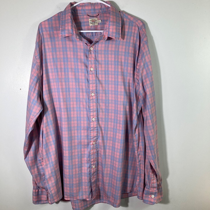 Mens Faherty Brand Movement Summer Rose Plaid Button Supima Blend Shirt 2XL