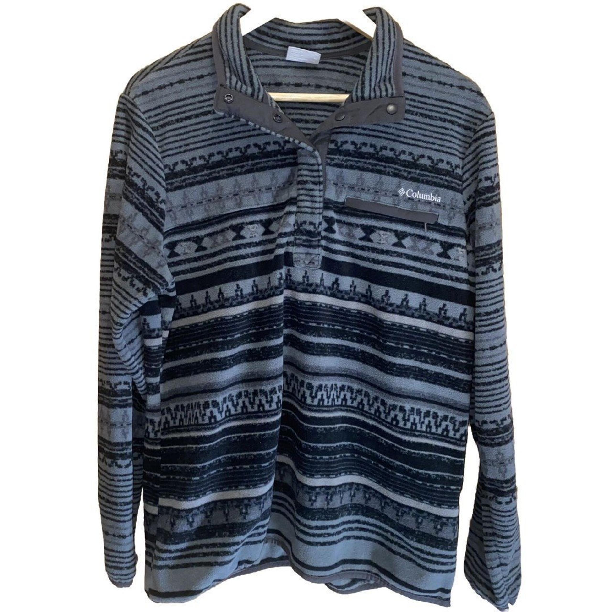 Columbia Quarter Snap Button Fleece Pullover Sweater Women's XL Gray Black