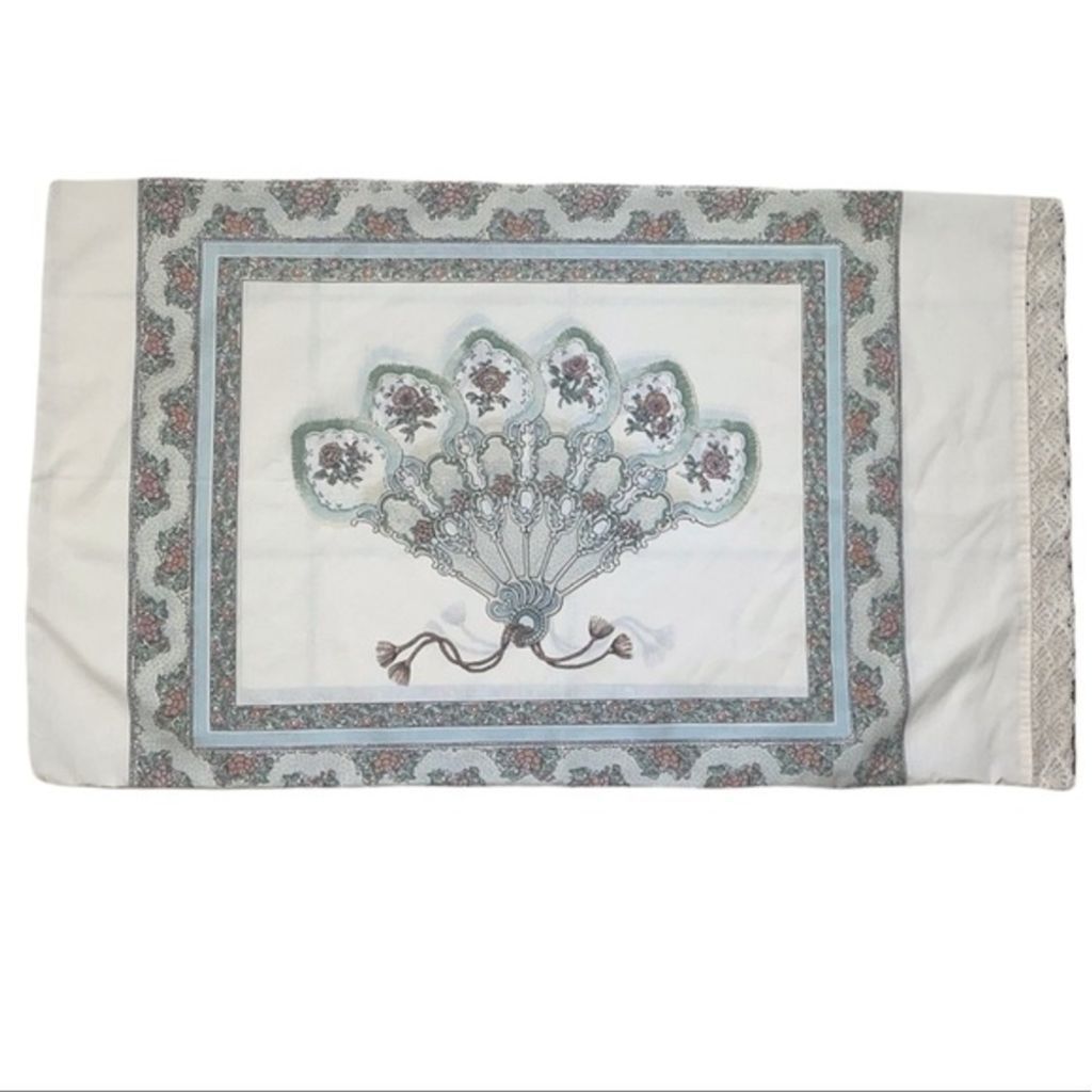 Vintage Louis Nichole Pillowcase Sensu Victorian Folding Fan Lace Standard