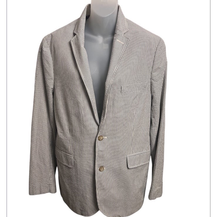J. CREW Ludlow Unstructured Stretch SeerSucker Cotton Blazer 38R