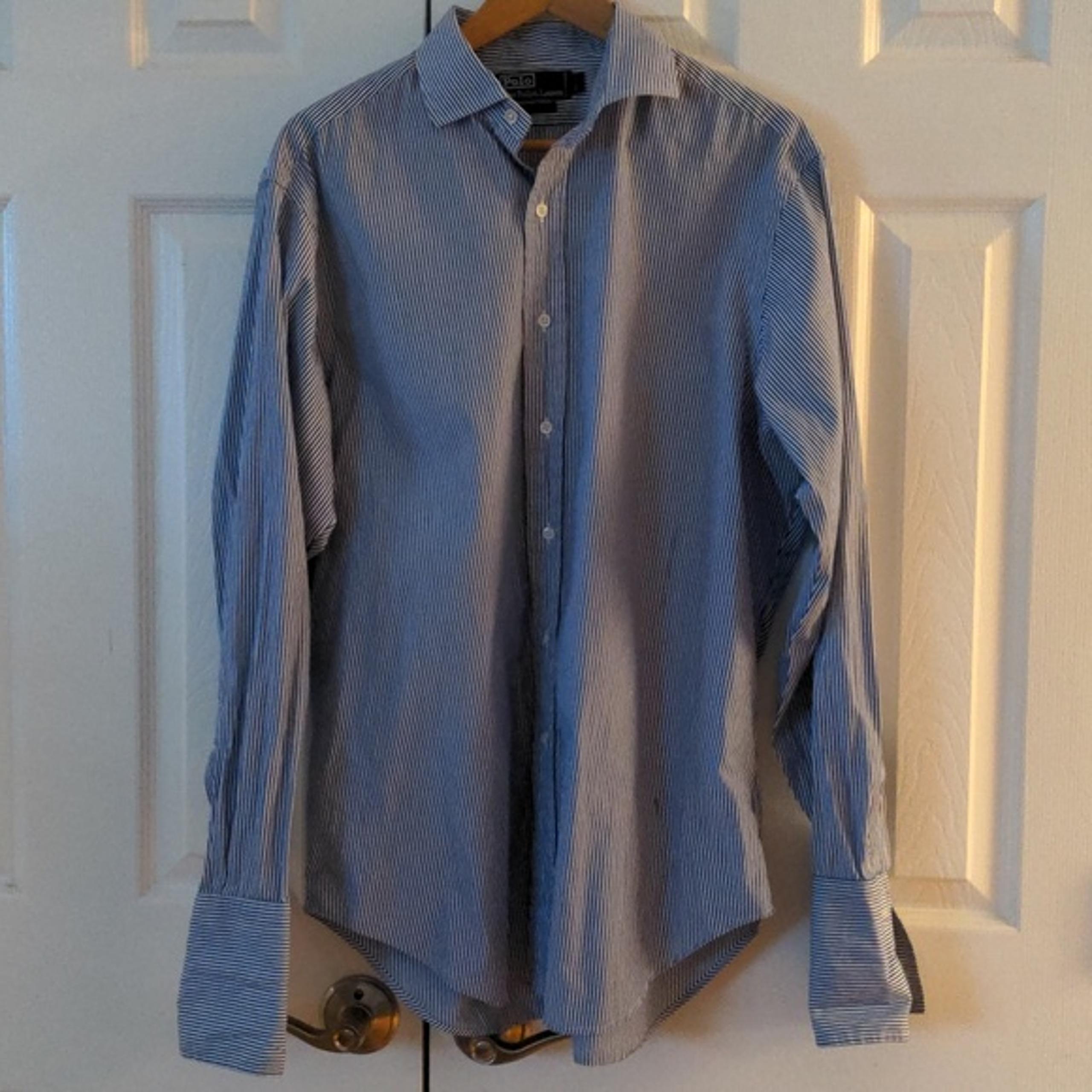 Like NEW Polo Ralph Lauren stripped dress shirt French cuffs 16.5 35 100% cotton