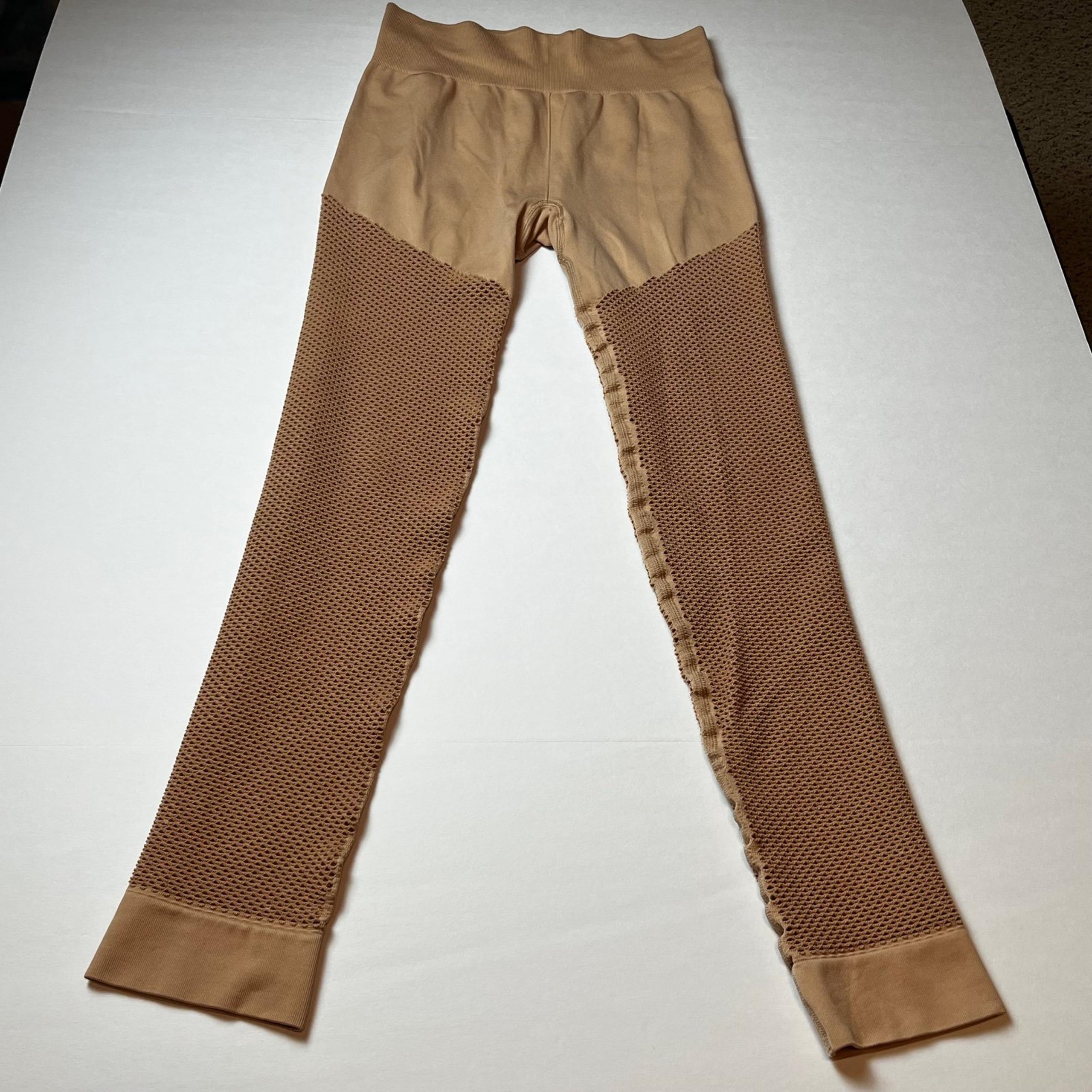 Carbon38 light peach nude womens medium / large angular mesh athletic leggings