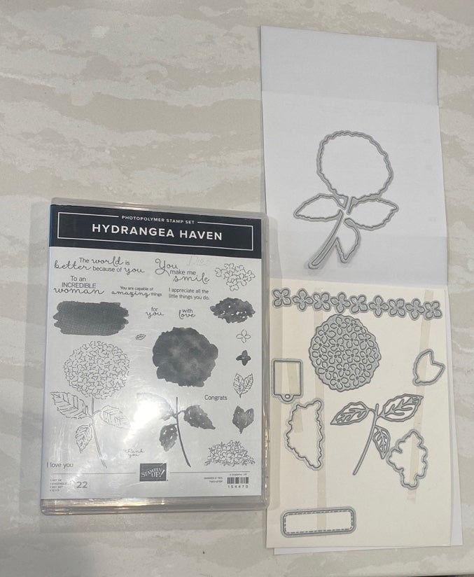 Stampin Up Hydrangea polymer and cut emboss set