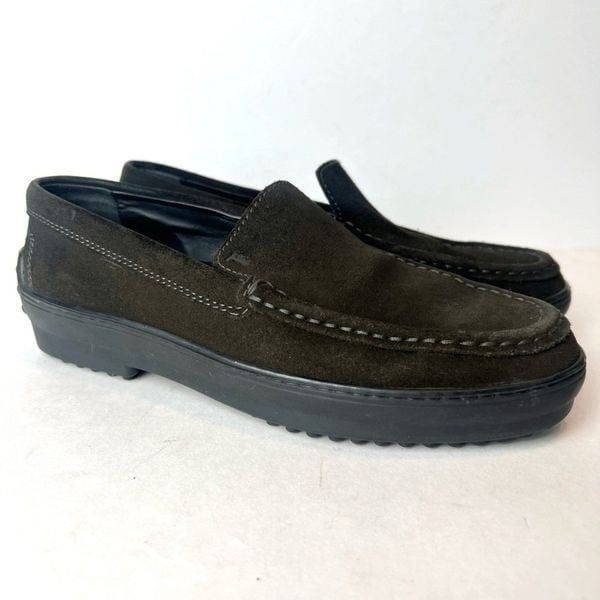 Tod's Women's Gommino Suede Moccasins Driving Loafers Dark Brown Sz 6.5