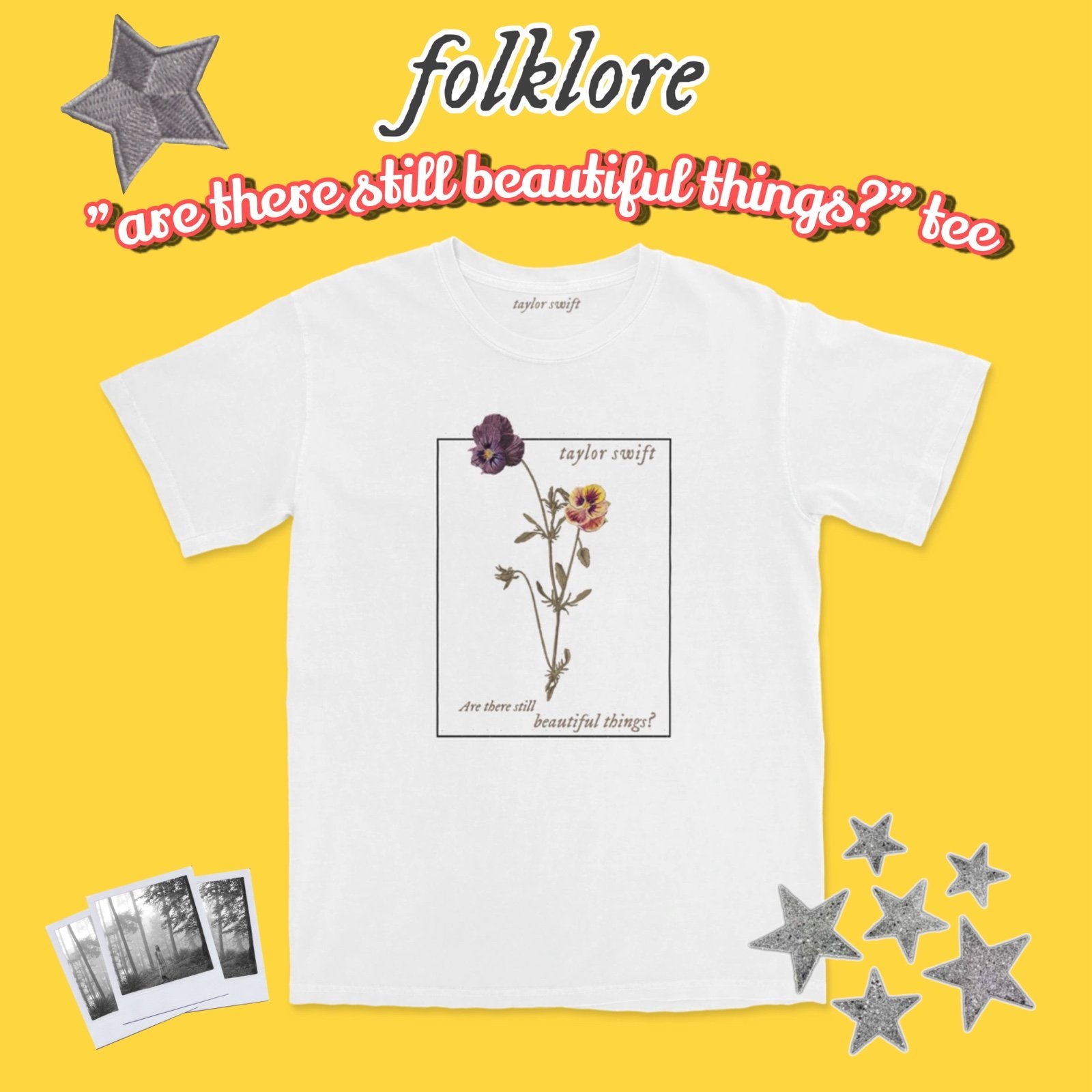 Taylor Swift folklore “are there still beautiful things” graphic embossed tee nw
