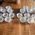 Vintage Fire King Bonnie Blue milk glass tea cups, Set of 20