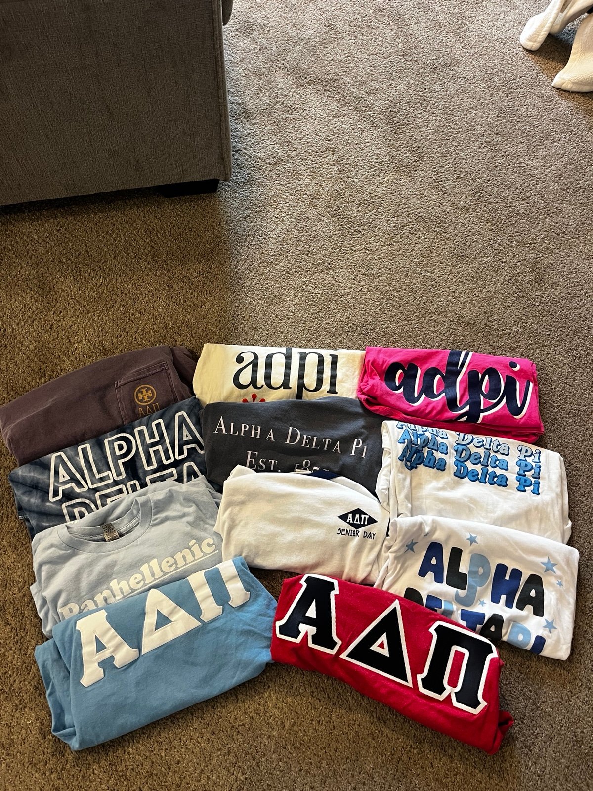 Lot of 12 Alpha Delta Pi ADPi Size M Shirts ETSU Gamma Phi
