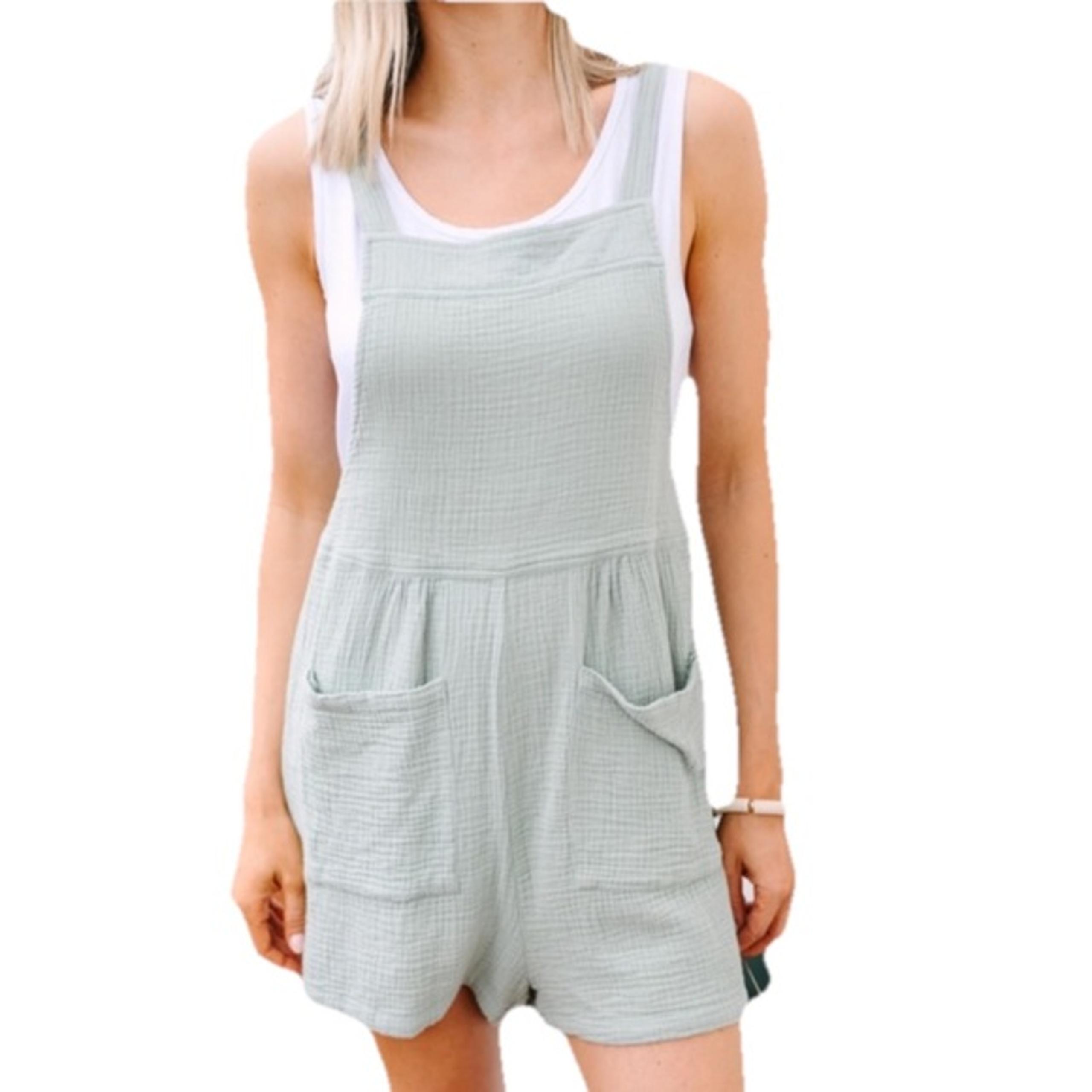 New In Boutique Women’s Small Sage Green Cotton Overalls