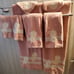 2 sets Fancy Bath Hand Face Finger Towels dusty rose with satin & lace trim 8 PC