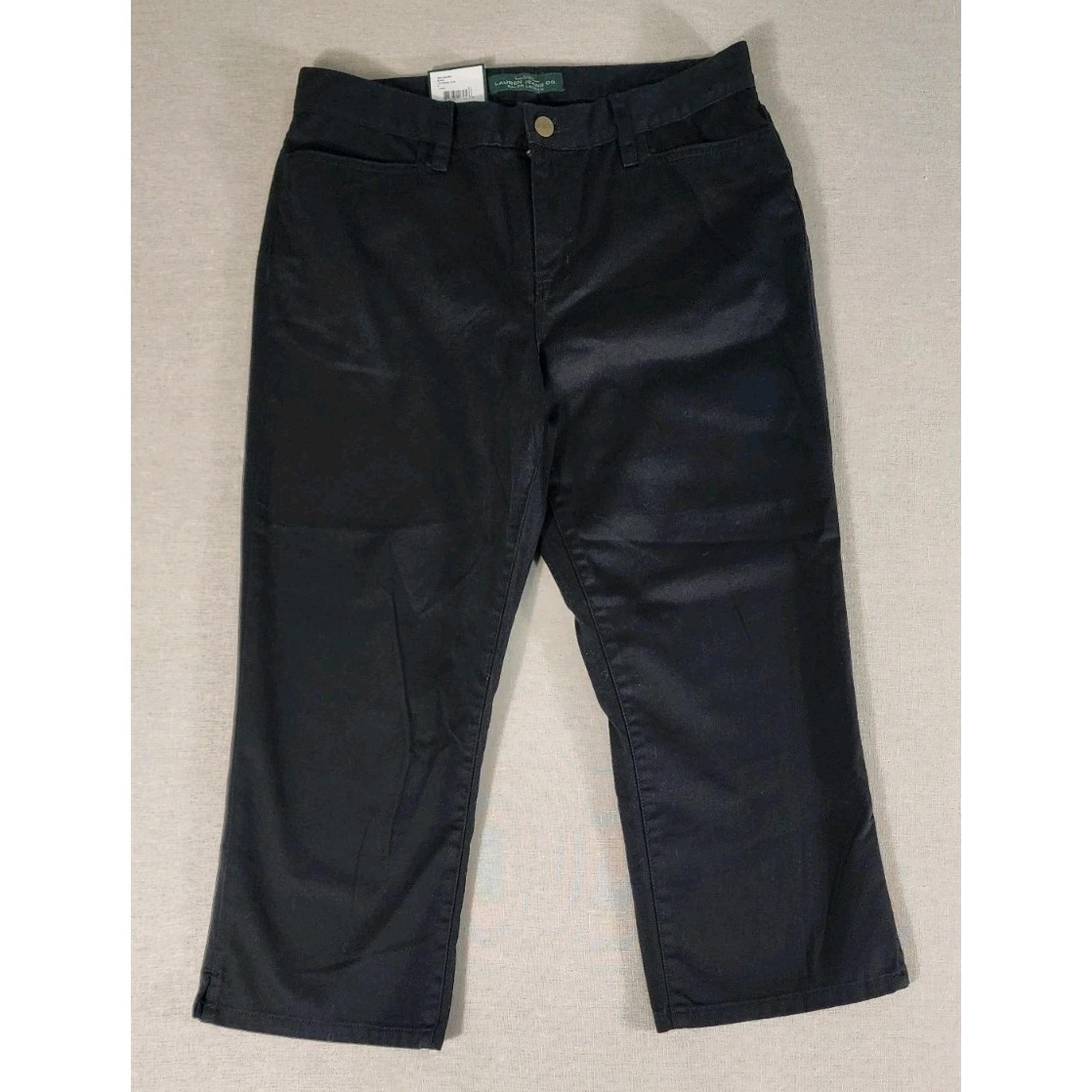 Lauren Ralph Lauren Pants Sz 6 Women's Black Khaki Chino Classic Midcalf NWT $59