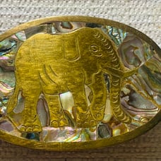 Belt Buckle elephant and abalone Mexico