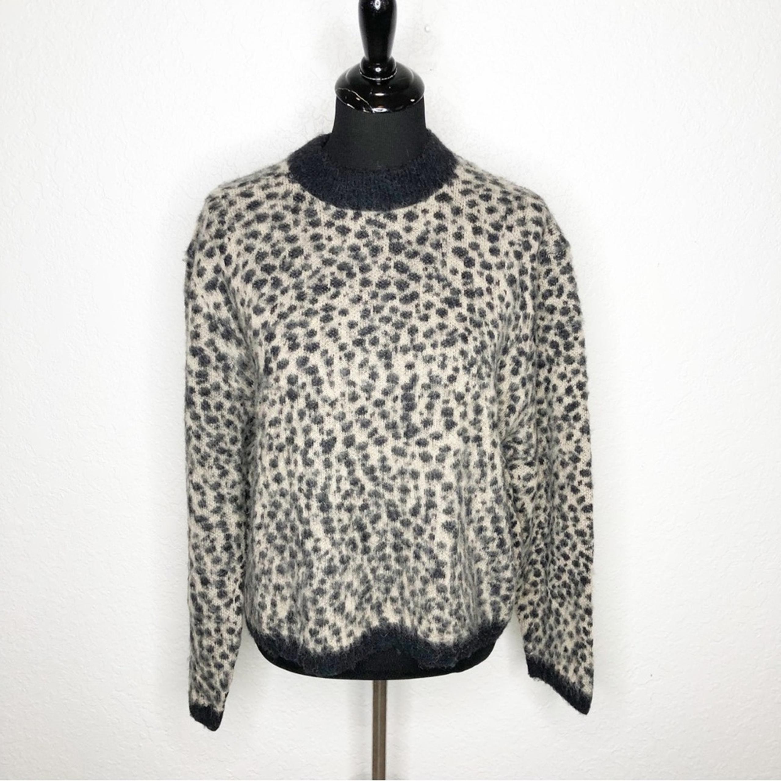 & Other Stories black tan leopard wool alpaca mock turtleneck sweater Small
