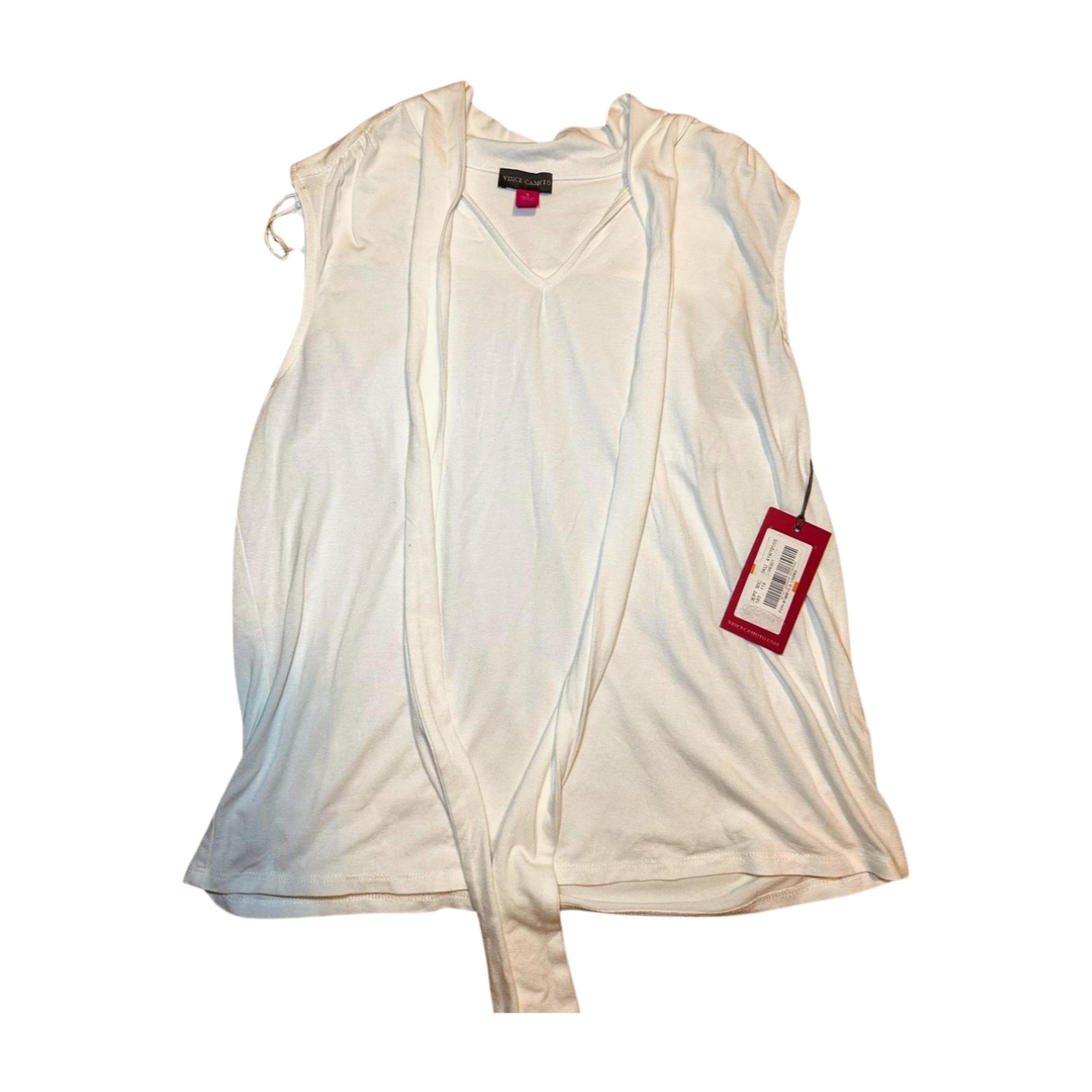 NWT Vince Camuto Womens Tie Neck Sleeveless Blouse Top White Size Small