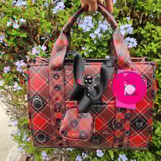 Betsey Johnson Red Checkered Skull Tote Purse