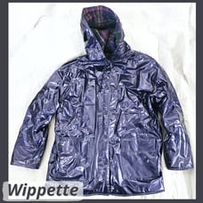Wippette Rainthings - Navy Blue Shiny Lined Hooded Rain Coat