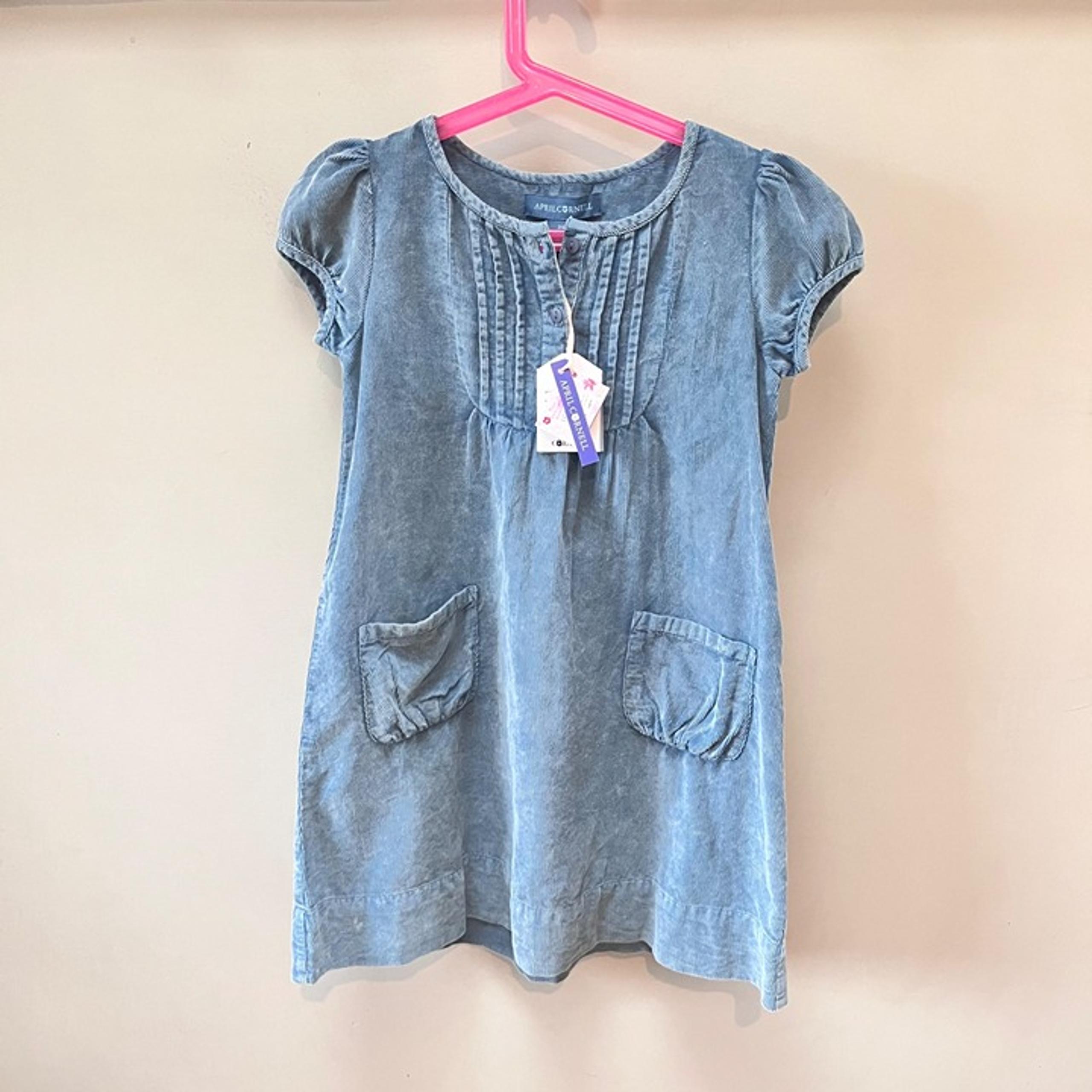 NEW April Cornell Girls Blue Corduroy Dress- Size 7/8
