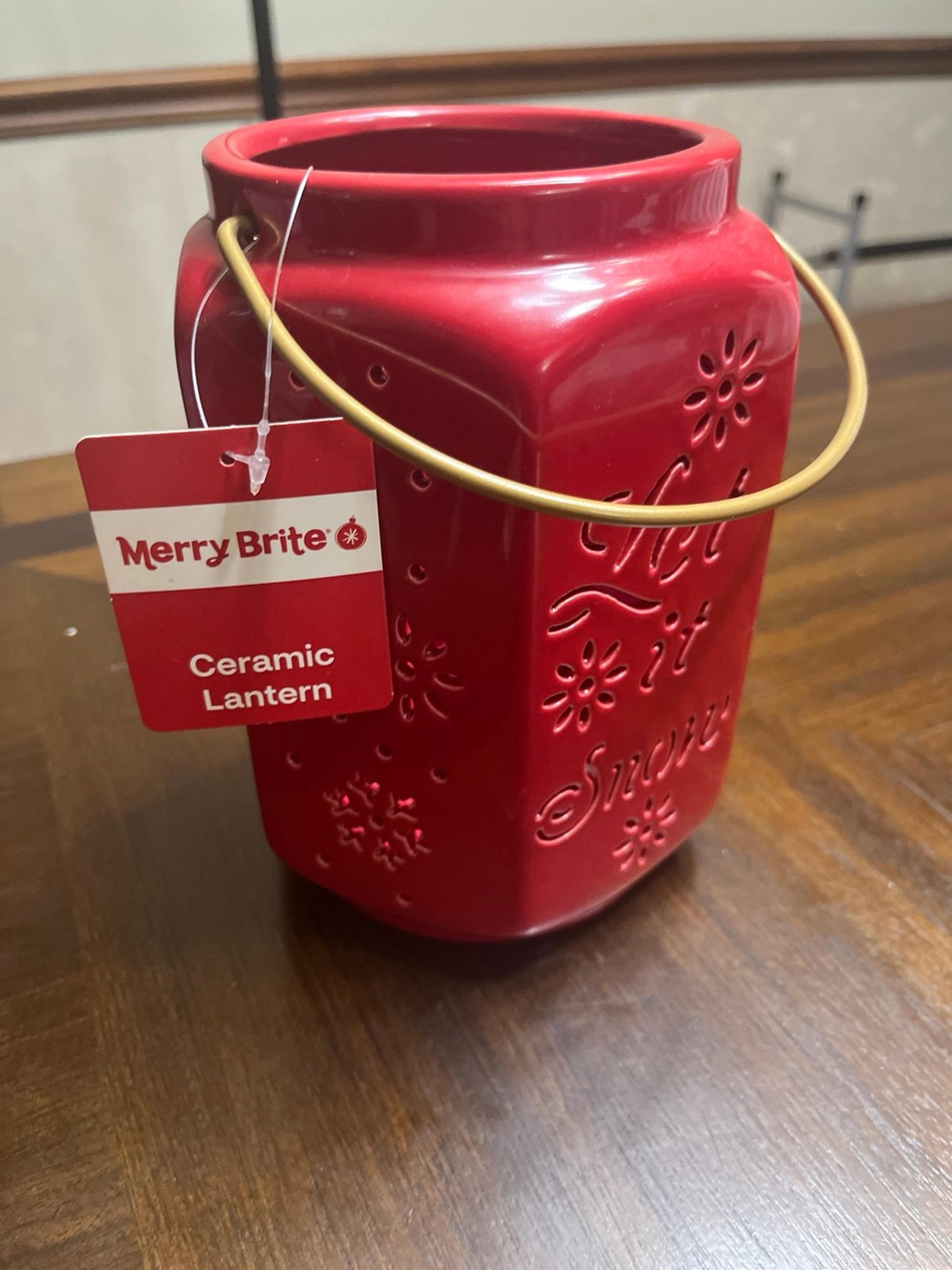 Merry brite ceramic lantern