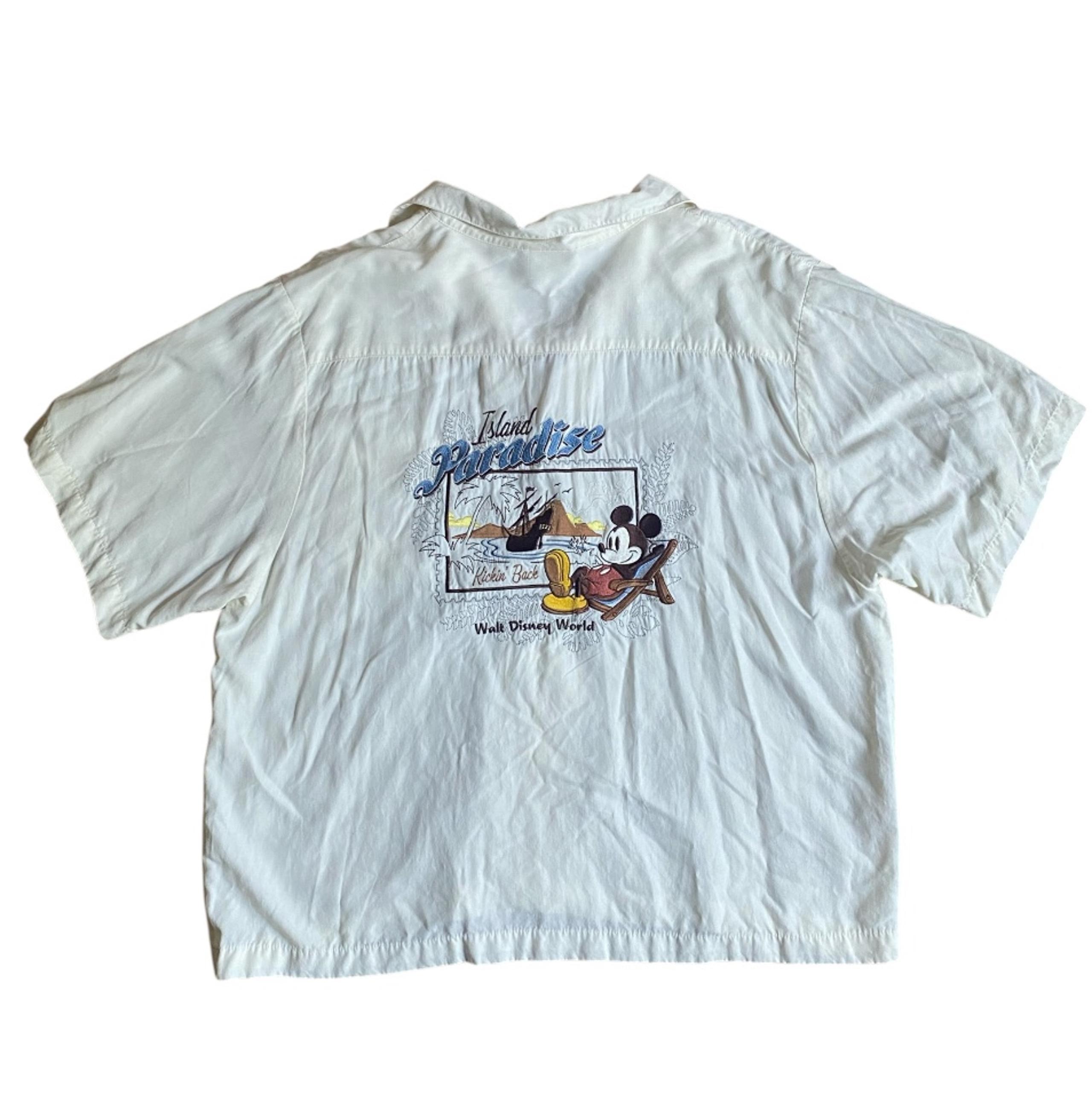Disney Mickey Mouse-Mens Button-Up Resort Hawaiian Shirt-2-XL
