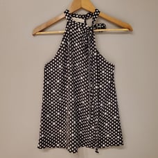 LOFT Petite Starry Tie Neck Halter Top - Black