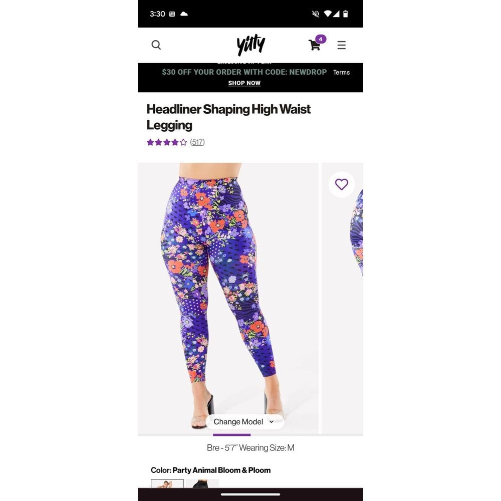 NWT YITTY 6X Party Animal Bloom & Ploom Headliner Shaping High Waist Legging