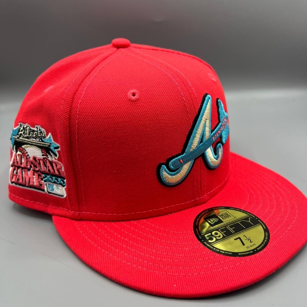 Atlanta Braves Hat Men 7 1/2 Red Blue All Star Game 59Fifty New Era Fitted Cap