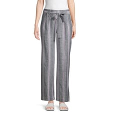 Laundry by Shelli Striped Linen Wide Leg Pants Large