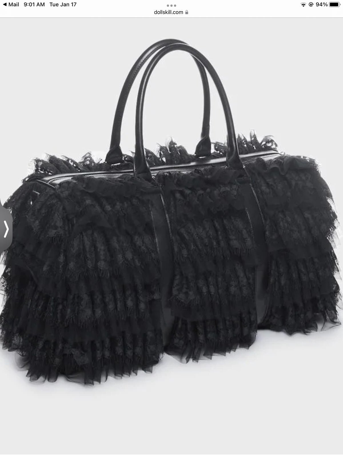 NWT BLACK LACE WEEKENDER BAG LAST ONE