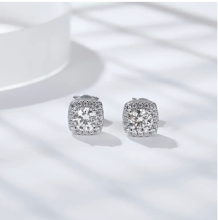 1CT Genuine Moissanite solid S925 Sterling Silver Earrings - w GRA Certificate