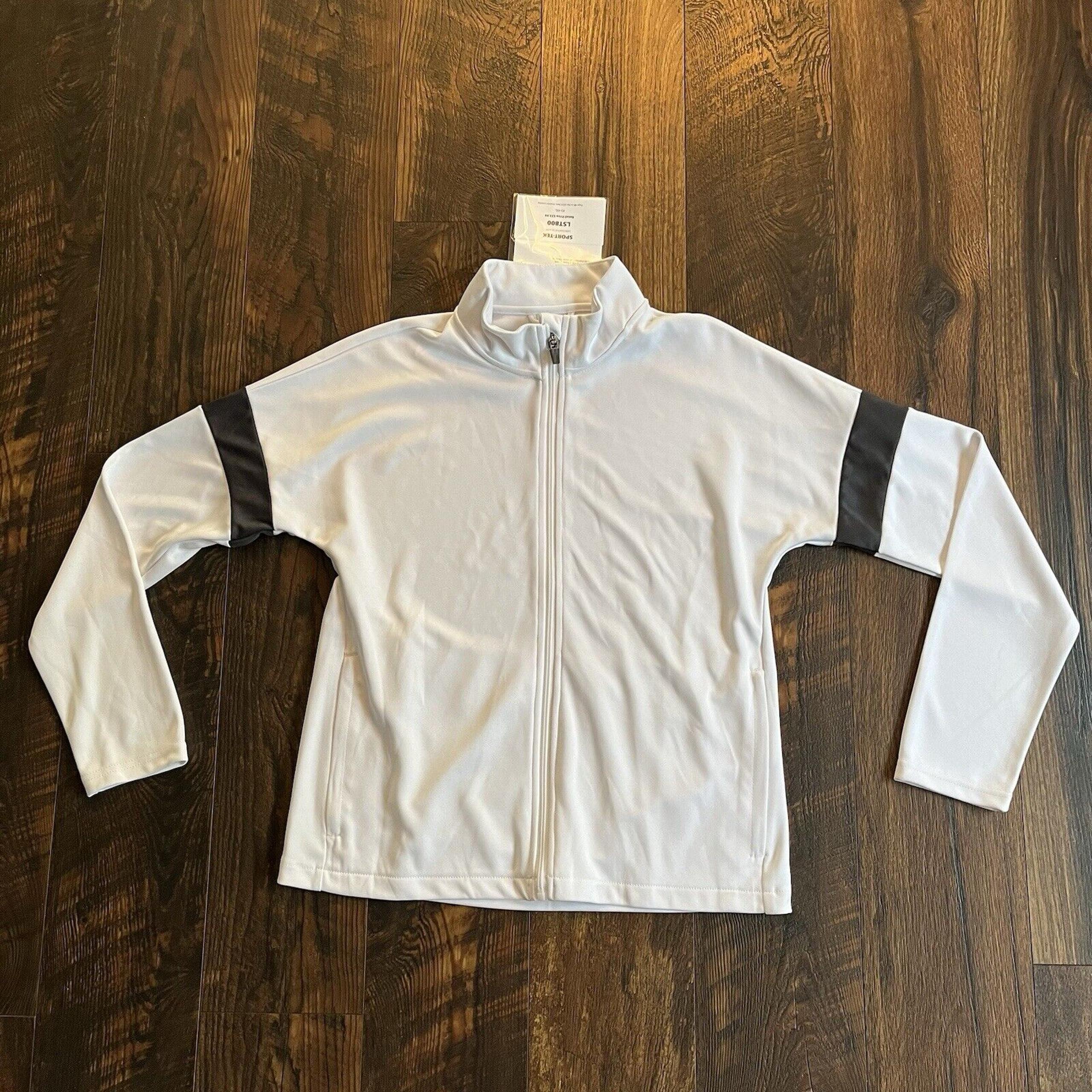 SPORT TEK TRAVEL FULL ZIP JACKET WOMENS MEDIUM WHITE MOCK NECK NWT NEW POLYESTER