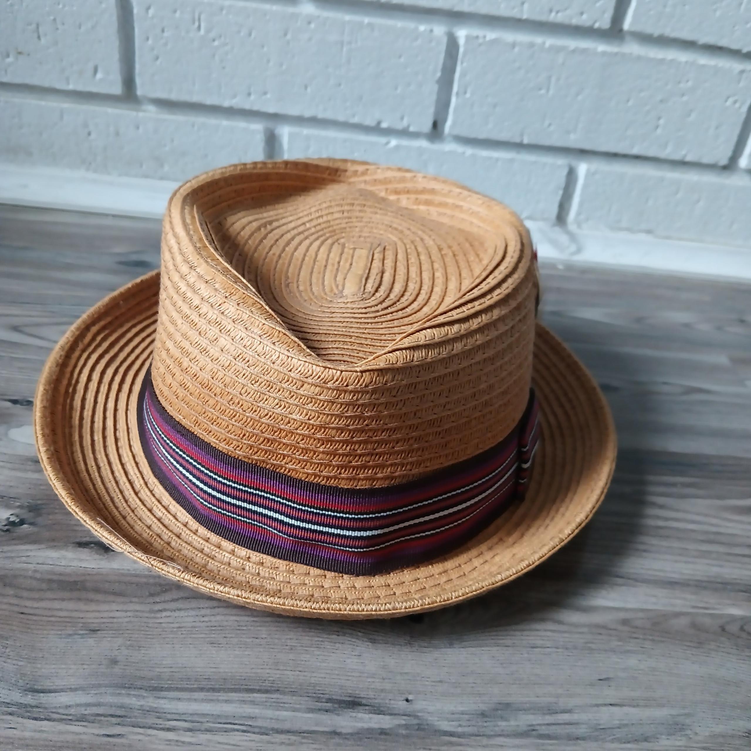 Scala Women's Milwaukee Diamond Crown Straw Fedora Hat Cap Med