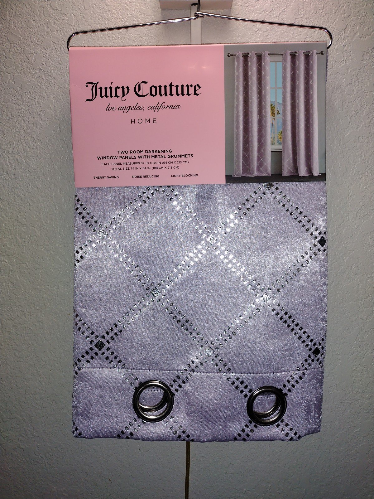 JUICY COUTURE WINDOW CURTAIN LAVENDER JUICY COUTURE WINDOW PANELS WITH GROMMETS