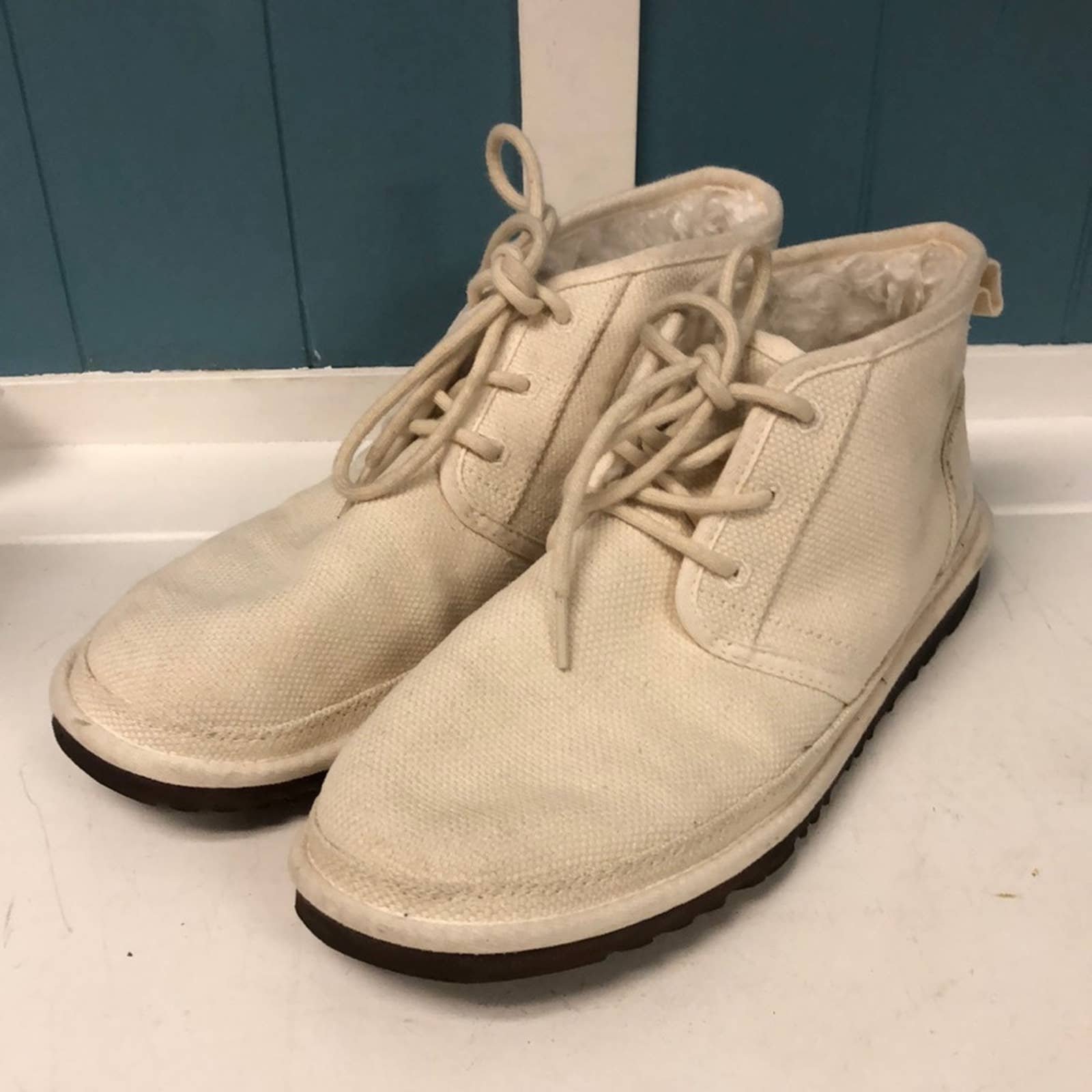 UGG Mens Neumel Natural Ankle boots tencel lined in neutral hemp upper sz 10