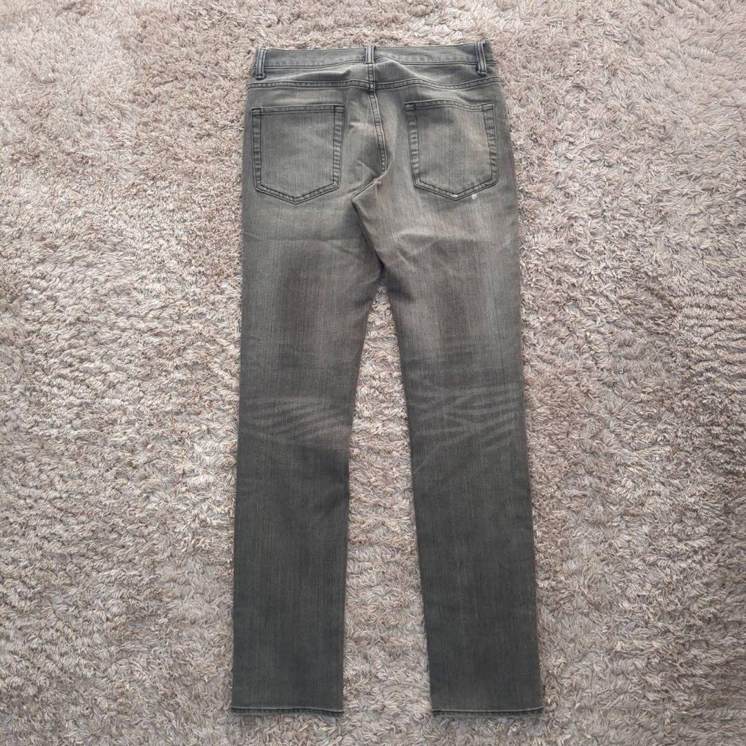 GU (ジーユー)【30】Straight Denim Pants with Whiskers and Honeycomb Pattern, Gray - detail