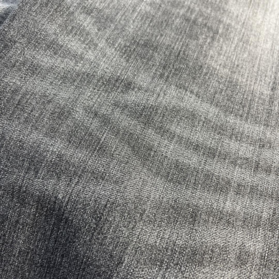 GU (ジーユー)【30】Straight Denim Pants with Whiskers and Honeycomb Pattern, Gray - detail