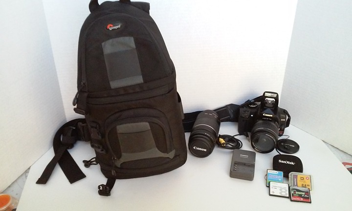 Canon EOS REBEL XTI 400D CAMERA/LOWEPRO SLINGSHOT 100 AW/ZOOM LENS EF 75-300mm/4