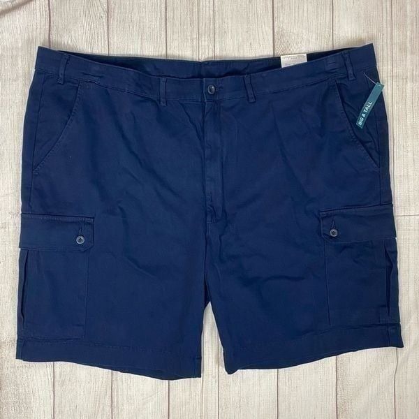 St Johns Bay men 54 big & tall straight fit cargo shorts navy blue