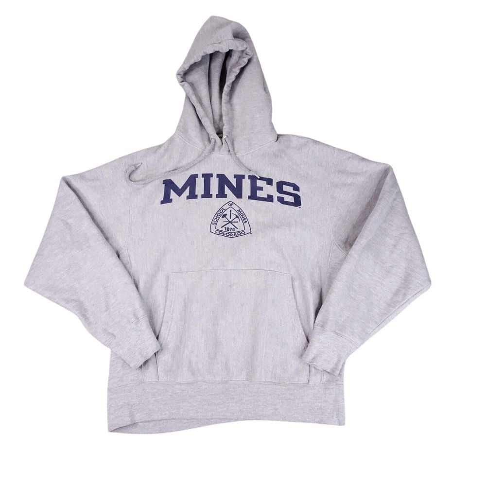 VINTAGE Colorado School Of Mines Hoodie Mens M Gray Reverse Weave Y2K Champion