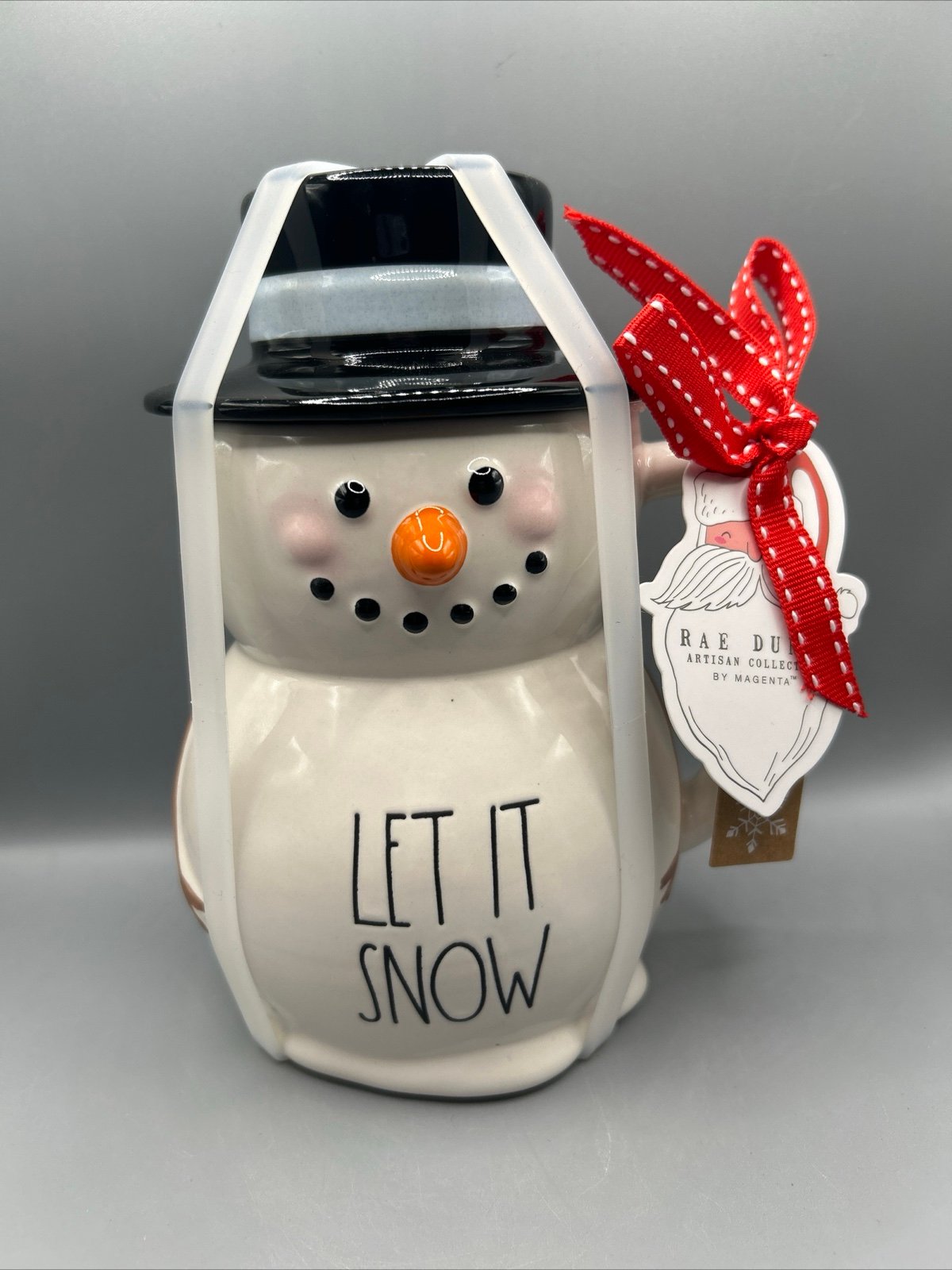 Rae Dunn “Let It Snow” Figural Snowman Mug With Hat Topper Frosty Winter NEW