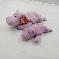 1993 TY Beanie Babies ''Happy'' The Hippo Tags Errors (& McDonald's Happy) Lot