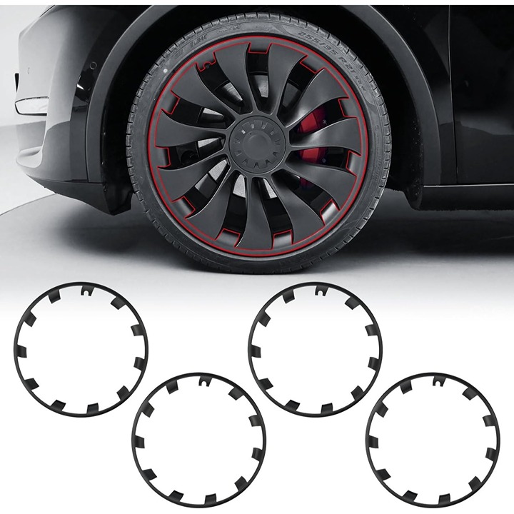 Tesla Model Y 21 Gray Rim Protectors for Uberturbine Wheels 2020–2024 Snap-On