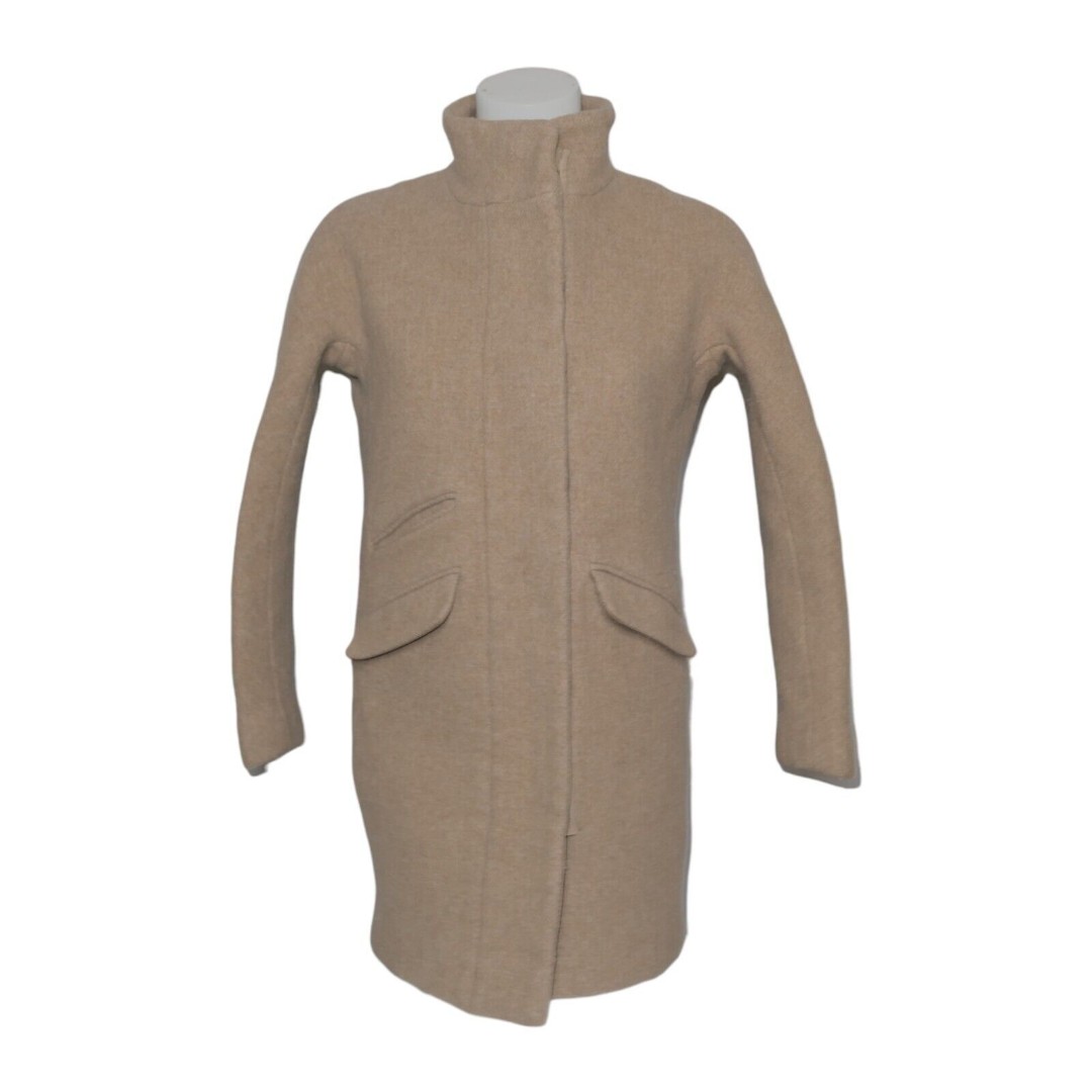 J. Crew Italian Stadium Cloth Nello Gori Sz 0 Beige Coat Wool Blend EUC