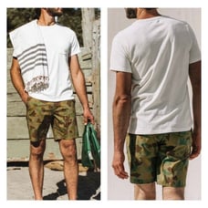 Taylor Stitch Adventure Shorts Mens 28 Green Arid Camo Stretch Drawstring NEW