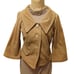 Y2K CORDUROY Pea Coat Sz S TAN Jacket BELL SLEEVES Glam Boho Fairy Work Vintage